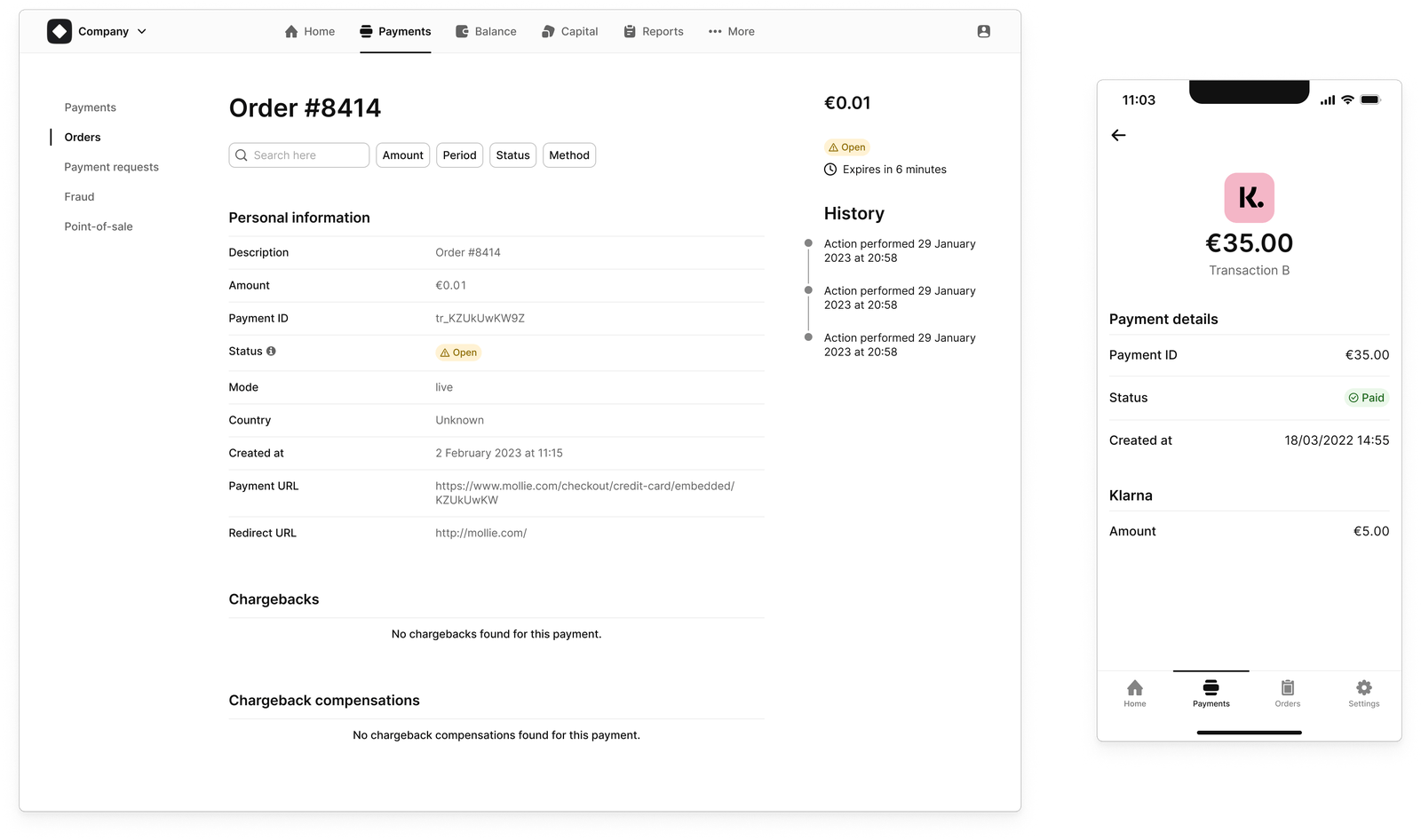 Example detail list pages built with the design system.